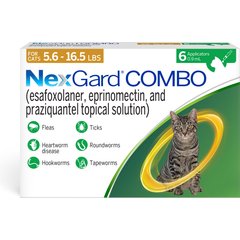NexGard COMBO Topical for Cats, 5.6-16.5 lbs. (Yellow Box), 6 Doses (6-mos. supply)