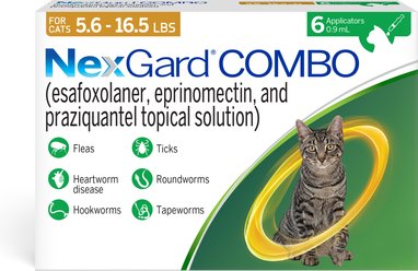 NexGard COMBO Topical for Cats, 5.6-16.5 lbs. (Yellow Box), 6 Doses (6-mos. supply)