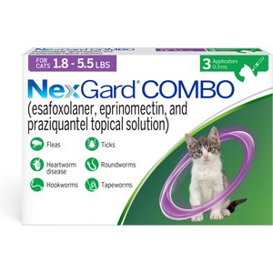 NexGard COMBO Topical for Cats, 1.8-5.5lbs (Purple Box), 3 Doses (3-mos. supply)