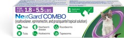 NexGard COMBO Topical for Cats, 1.8-5.5lbs (Purple Box), 1 Dose (1-mo. supply)