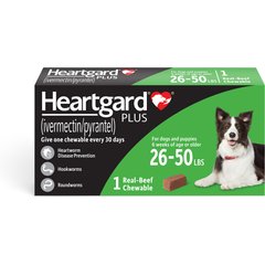 Heartgard Plus Chew for Dogs, 26-50 lbs, (Green Box), 1 Chew (1-mo. supply)