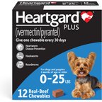 Heartgard Plus Chew for Dogs, up to 25 lbs, (Blue Box), 12 Chews (12-mos. supply)