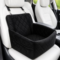 NonoPets Soft Travel Booster Dog & Cat Car Seat with Safety Harness, Black