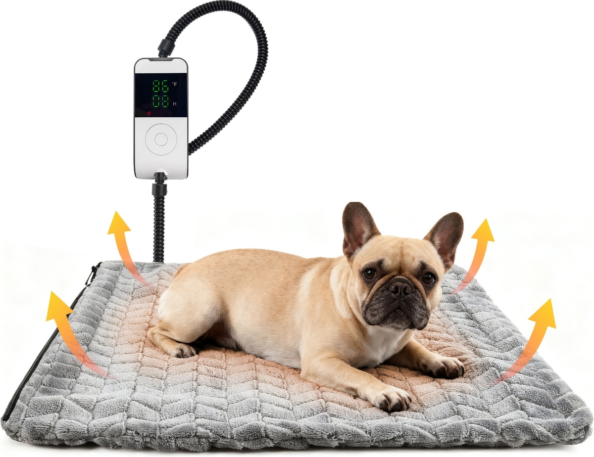 PATIENCET Washable Chew-Proof Cord Heated Cat Pad with 6-Temp & 5