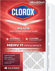 Clorox Air Filters MPR1000 & FPR 7 MERV 11 Pleated HVAC AC Furnace Air Filters, 16 x 20 x 1-in, 4 count slide 1 of 8
