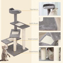 AOSTIRMOTOR 5-Level Revolving Climbing Activity Tower 40-in Cat Tree with Play Center & Resting Perch, Gray slide 2 of 5