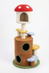 AOSTIRMOTOR Condo Platforms & Ladder Mushroom 59-in Polyester Floor to Ceiling Cat Tree, Multicolor