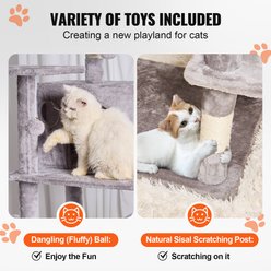 AOSTIRMOTOR 2-Condo Sisal Scratching Post & Hammock 68.5-in Plush Hanging Toy Cat Tree, Light Gray slide 2 of 7