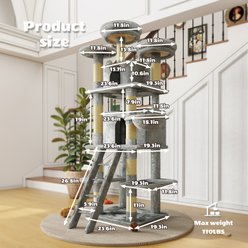 AOSTIRMOTOR 2-Condo 3-Perch & Hammock 70.87-in Plush Hanging Toy Cat Tree, Gray slide 2 of 8