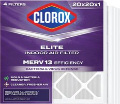 Clorox Air Filters MPR1500 & FPR 10 MERV 13 Pleated HVAC AC Furnace Air Filters, 20 x 20 x 1-in, 4 count