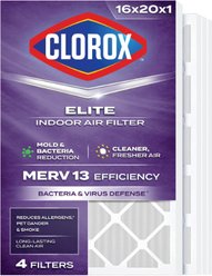Clorox Air Filters MPR1500 & FPR 10 MERV 13 Pleated HVAC AC Furnace Air Filters, 16 x 20 x 1-in, 4 count slide 1 of 8