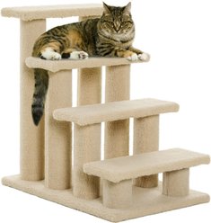 AOSTIRMOTOR Multi-Level Carpeted 4-Step 25-in Plush Cat Scratching Stairs, Beige slide 1 of 6