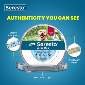 Seresto Flea & Tick Collar for Dogs, over 18-lbs, 1 Collar (8-mos. supply)