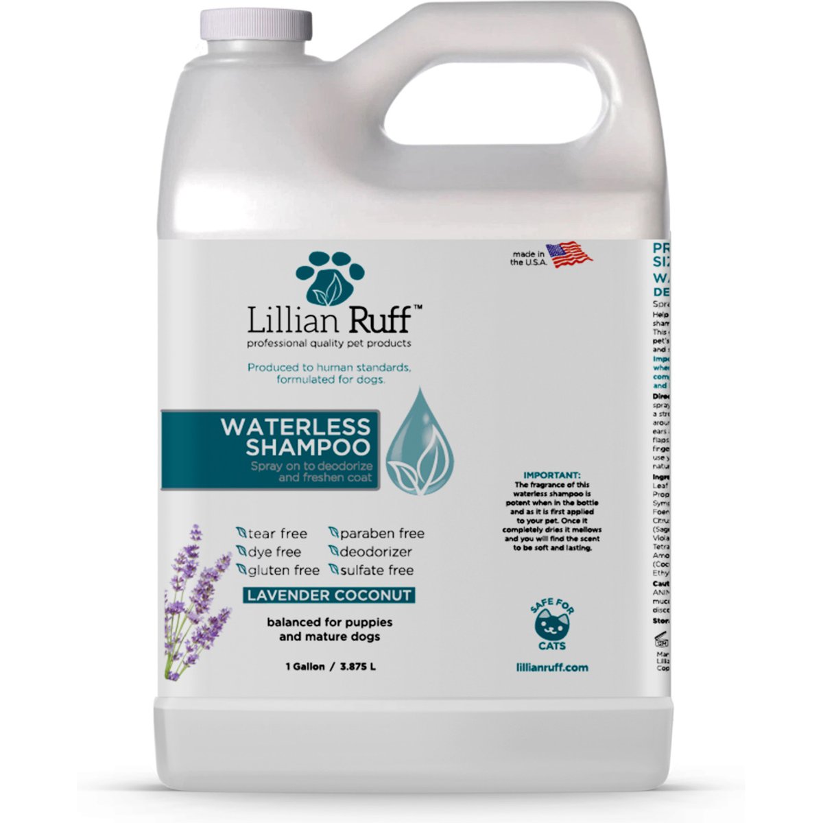Lillian Ruff Waterless Dog Shampoo, Lavender Coconut Scented, 128-fl oz bottle