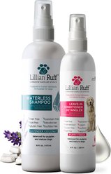Lillian Ruff Waterless Dog & Cat Shampoo & Leave in Conditioner Set, 1 16-fl oz bottle & 1 8-fl oz bottle