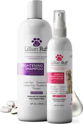 Lillian Ruff Brightening Dog & Cat Shampoo & Leave in Conditioner Set, 16-fl oz & 8-fl oz bottle