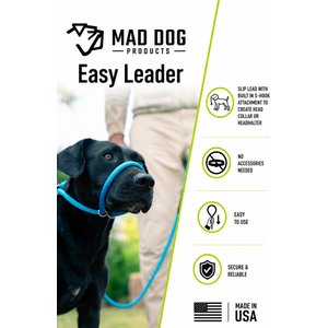 Mad Dog Products Premium Rope Easy Leader Nylon Slip Lead Dog Leash, Red, 6-ft long, 3/8-in wide