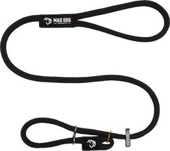 Mad Dog Products Premium Rope Easy Leader Nylon Slip Lead Dog Leash, Black, 6-ft long, 3/8-in wide
