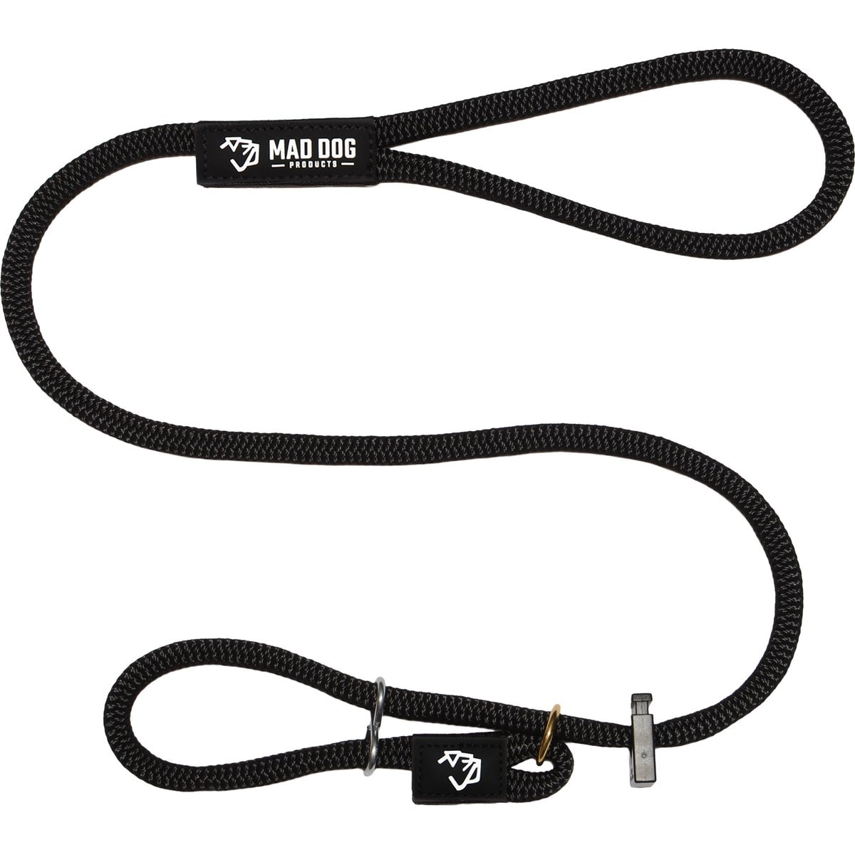 Mad Dog Products Premium Rope Easy Leader Nylon Slip Lead Dog Leash, Black, 6-ft long, 3/8-in wide