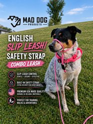 Mad Dog Products English Slip/Safety Strap Combo Dog Leash, Purple, 6-ft long, 1/4-in wide slide 2 of 9