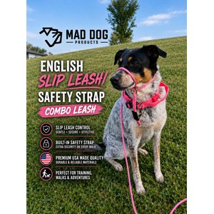 Mad Dog Products English Slip/Safety Strap Combo Dog Leash, Purple, 6-ft long, 1/4-in wide
