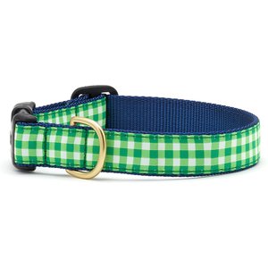 Up Country Lime Gingham Adjustable Dog Collar, Narrow: Small