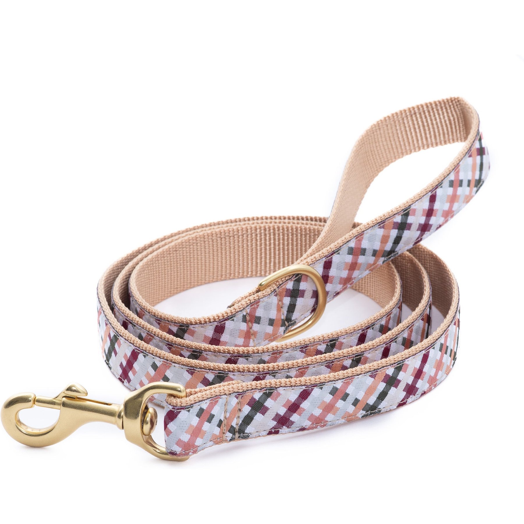 Up Country Wickford Gingham Lead D-Ring Standard Dog Leash, Narrow: 5-ft long, 5/8-in wide