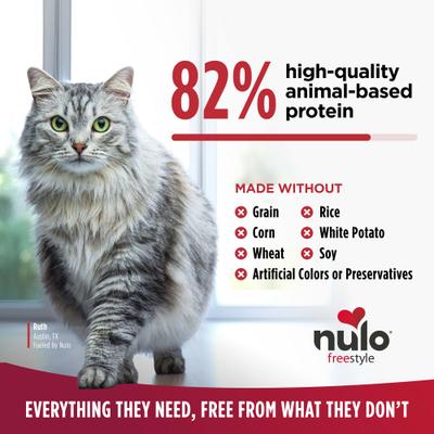 Show full view: Nulo FreeStyle Indoor Duck & Cod Recipe with Omega Fatty Acids High Protein & Grain-Free Dry Cat Food, 14-lb bag slide 3 of 12