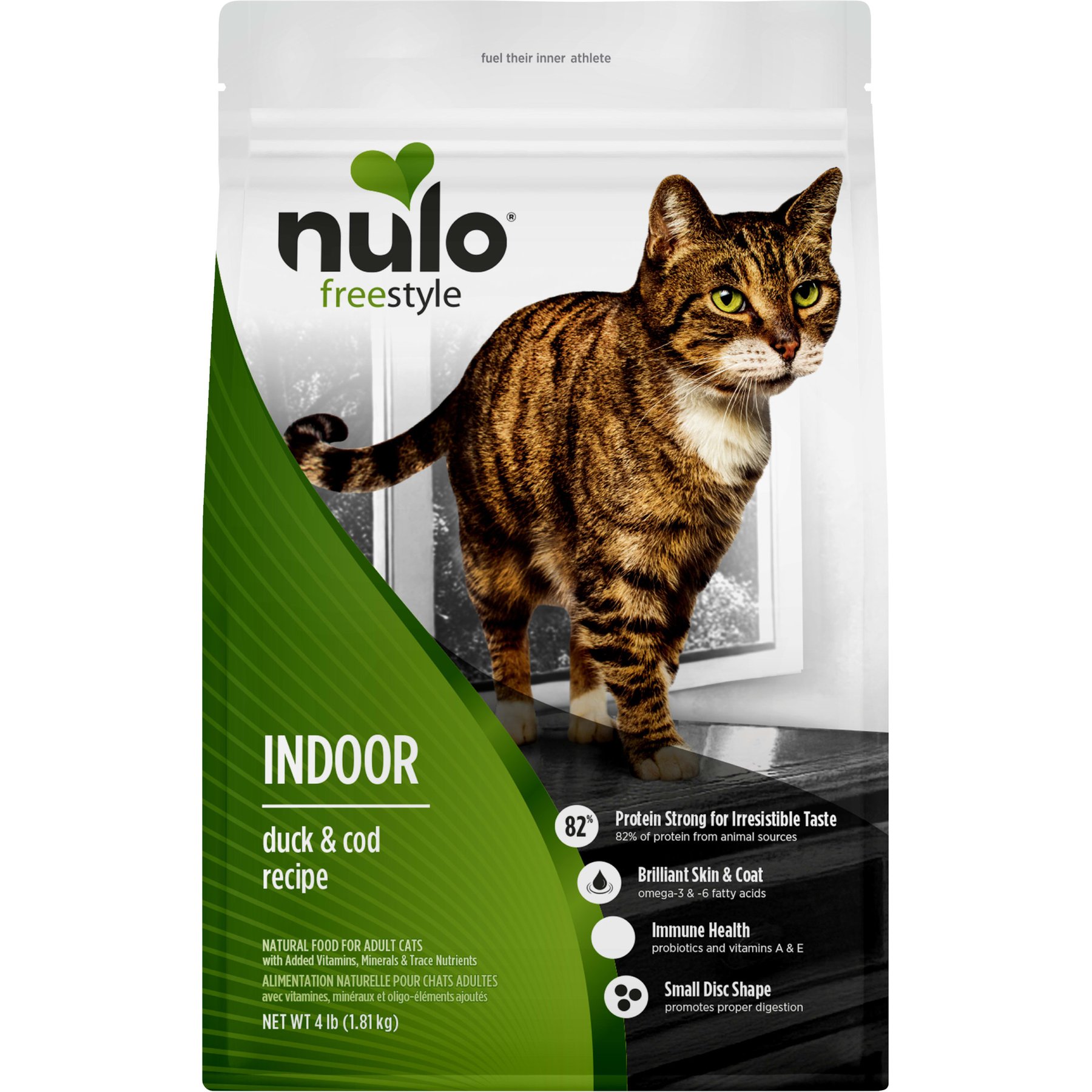 Nulo FreeStyle Indoor Duck & Cod Recipe with Omega Fatty Acids High Protein & Grain-Free Dry Cat Food, 4-lb bag