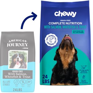 Chewy Made Complete Nutrition High Protein Grain-Free with Salmon, Whitefish & Trout Dry Dog Food (FORMERLY AMERICAN JOURNEY), 24-lb bag