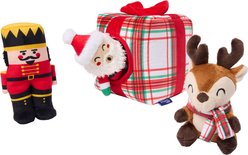 Frisco Christmas Gift Box with Nutcracker, Reindeer & Santa Hide & Seek Puzzle Plush Squeaky Dog Toy, Small/Medium