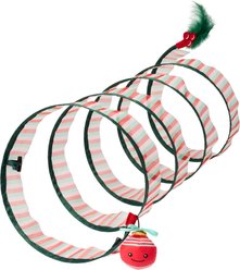 Frisco Christmas Spiral Tunnel Cat Toy with Feathers, Silvervine & Catnip