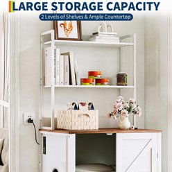 LALFPET Charging Station & Shelf, Farmhouse Self-Cleaning Cat Litter Box Enclosure, White slide 2 of 8