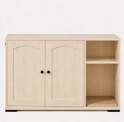LALFPET Arched Entry Cabinet Dog-Proof Side Outlet Cat Litter Box Enclosure, Natural