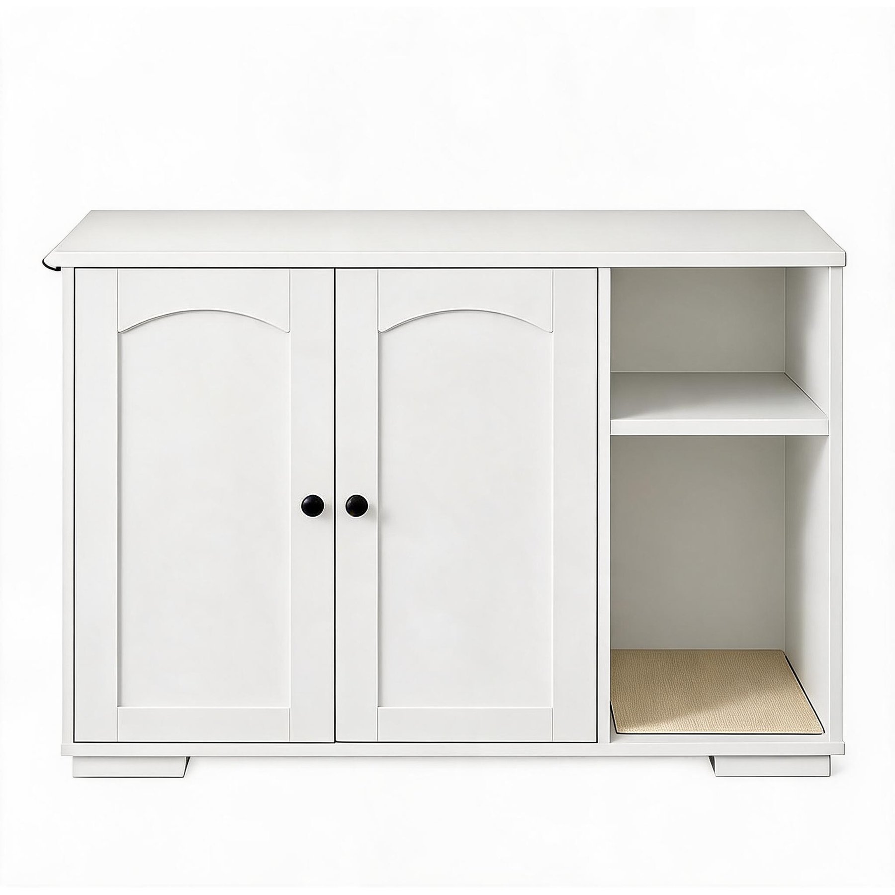 LALFPET Arched Entry Cabinet Dog-Proof Side Outlet Cat Litter Box Enclosure, White