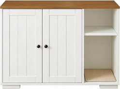 LALFPET Grooved Fluted Cabinet Dog-Proof Side Outlet Cat Litter Box Enclosure, White