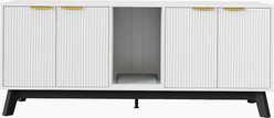 LALFPET Ventilated Waterproof Top Sturdy Wood Leg Cat Litter Box Enclosure, 59-in, White slide 1 of 8