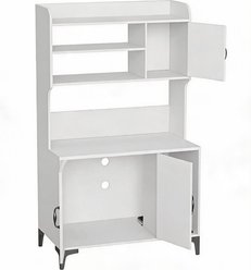 LALFPET 4-Tier Shelf Dual Cabinet Hidden Cat Litter Box Enclosure with Litter Mat, White