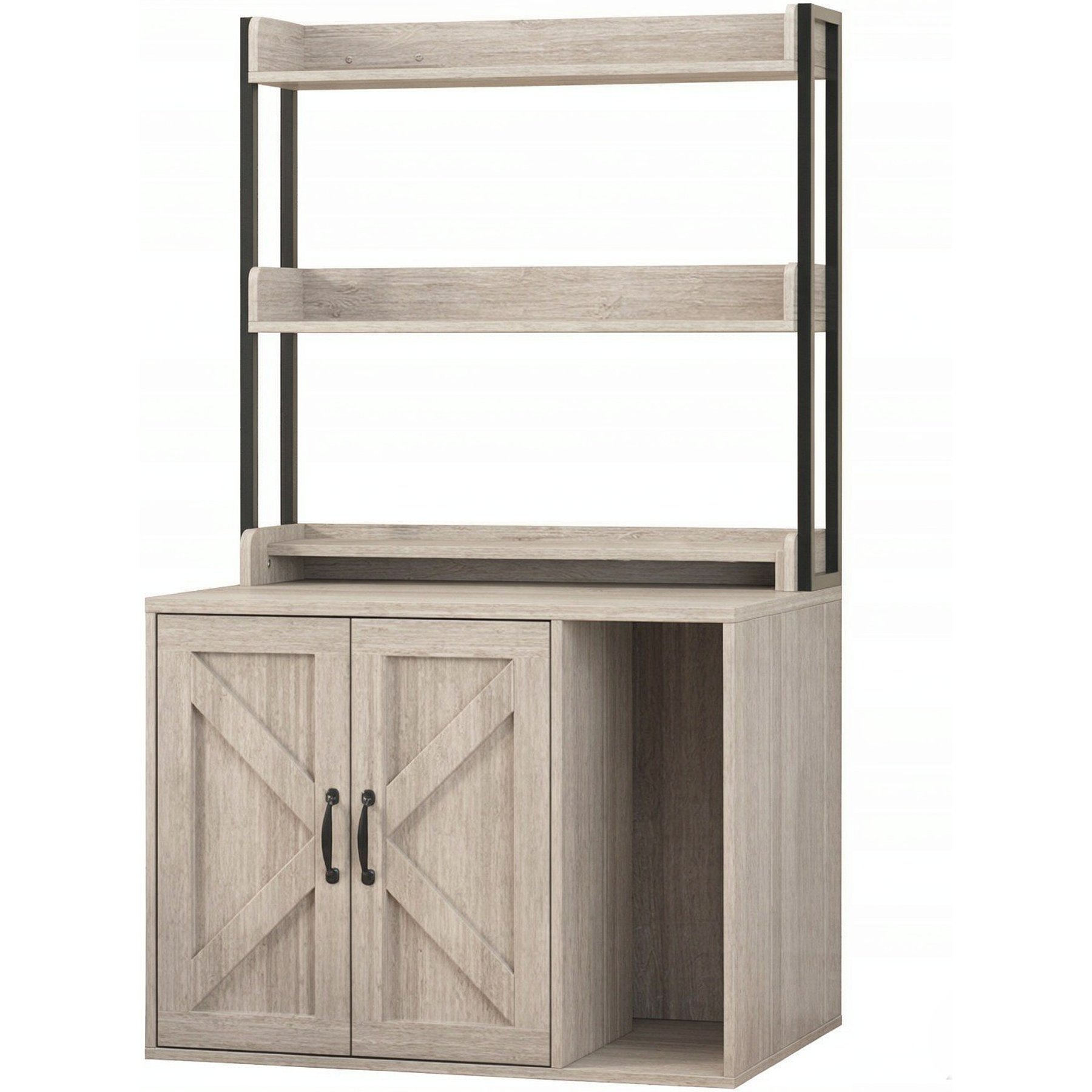 LALFPET Hidden Cabinet & Multi-Tier Shelves Modern Tall Tower Home Cat Litter Box Enclosure, 59-in, Light Grey