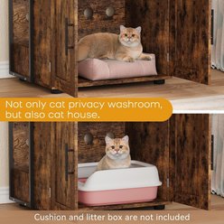 LALFPET 2-in-1 Hidden Washroom 3 Shelves & Door Cat Litter Box Enclosure, Brown slide 2 of 8