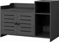 LALFPET Farmhouse Hidden Cabinet Storage Layer Hallway & Bedroom Cat Litter Box Enclosure with Scratch Pad, Black