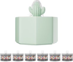 Happy & Polly Cactus Style Ceramic Cat Water Fountain with 6 Filters, Green, 50-oz