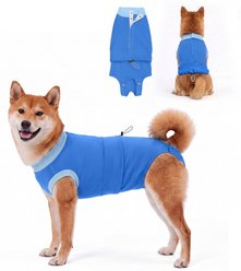 Supet Spay Neuter Dog Cone Alternative Surgical Suit, Blue, Small