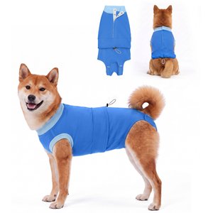 Supet Spay Neuter Dog Cone Alternative Surgical Suit, Blue, Small