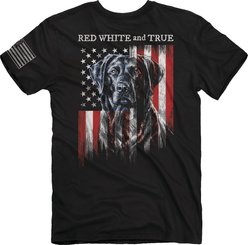 JEDCo Buck Wear Red, White & True T-Shirt, Black, XXX-Large