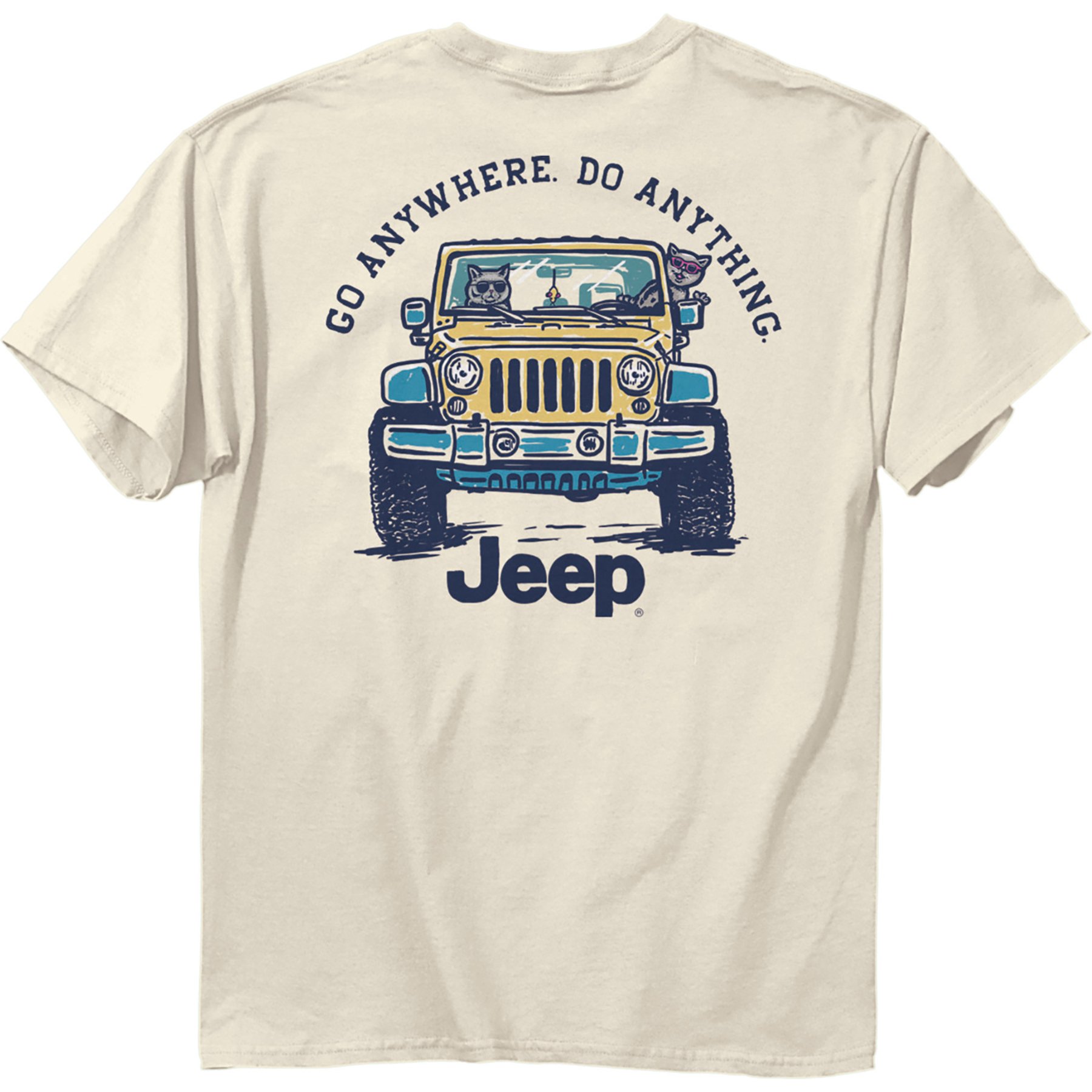 JEDCo Jeep Cat Ride T-Shirt, Ivory, Small