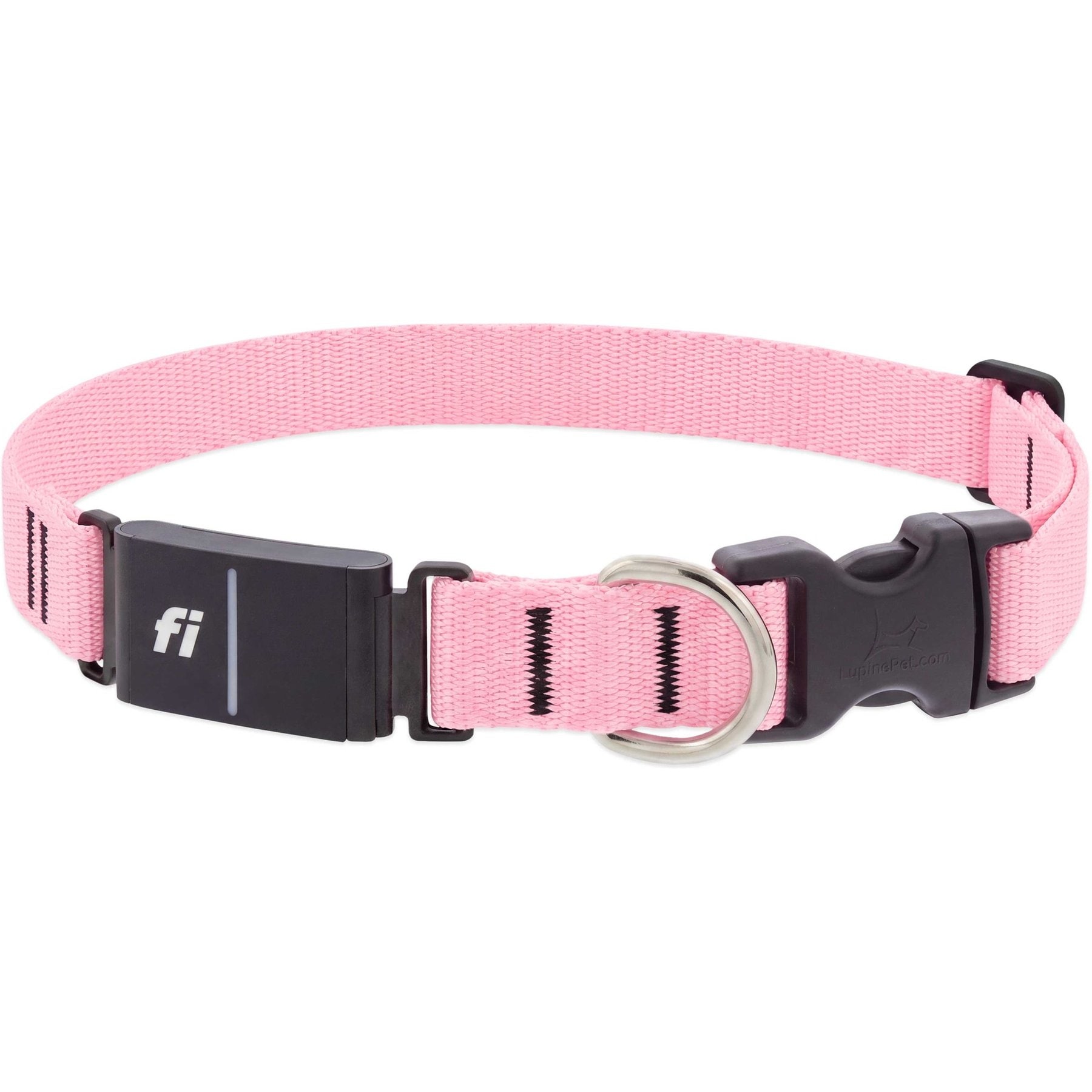 LupinePet Basic Solid Adjustable Activity Tracker Fi-Compatible GPS Dog Collar, Pink, Medium: 15 to 20-in neck, 1-in wide
