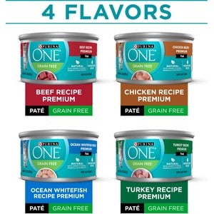 Purina ONE Grain-Free Variety Pack Natural High Protein Canned Cat Food, 3-oz, case of 24