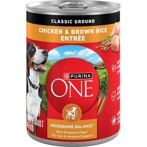 Purina ONE Classic Ground Chicken & Brown Rice Entree Adult Wet Dog Food, 13-oz, case of 12
