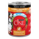 Purina ONE Classic Ground Chicken & Brown Rice Entree Adult Wet Dog Food, 13-oz, case of 12